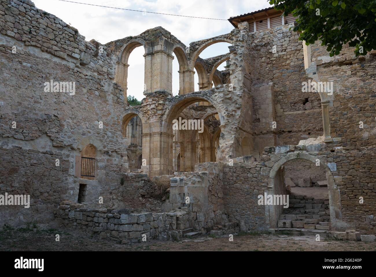 Romantic ruins of ancient convent of Santa Maria de Rioseco, Burgos, Merindades, Spain, Europe Stock Photo