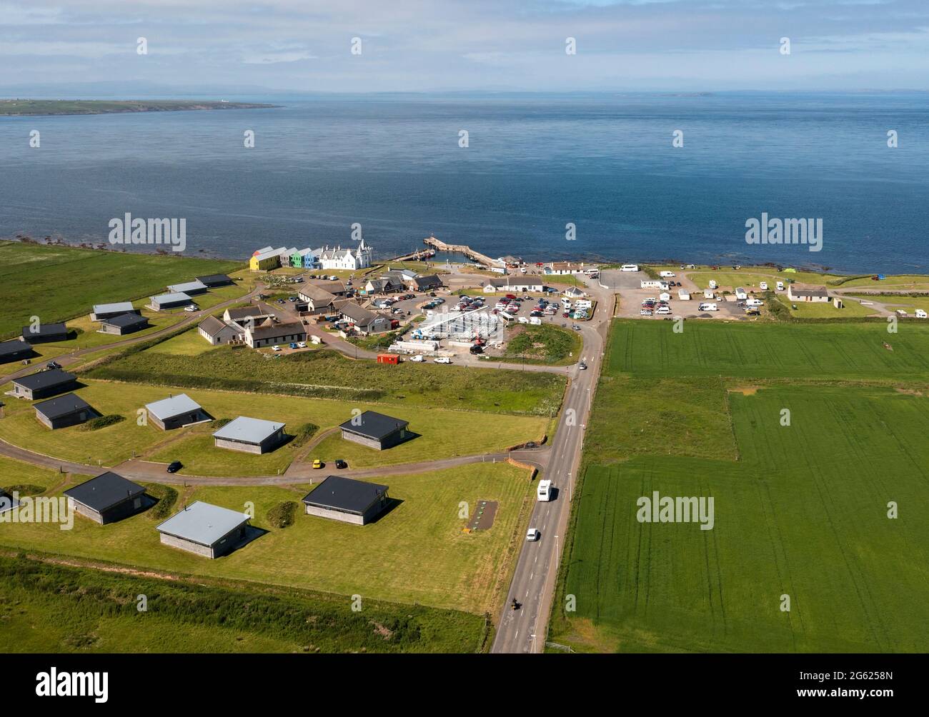 Aerial view of John 'o Groats, Caithness, Scotland, UK. Stock Photo