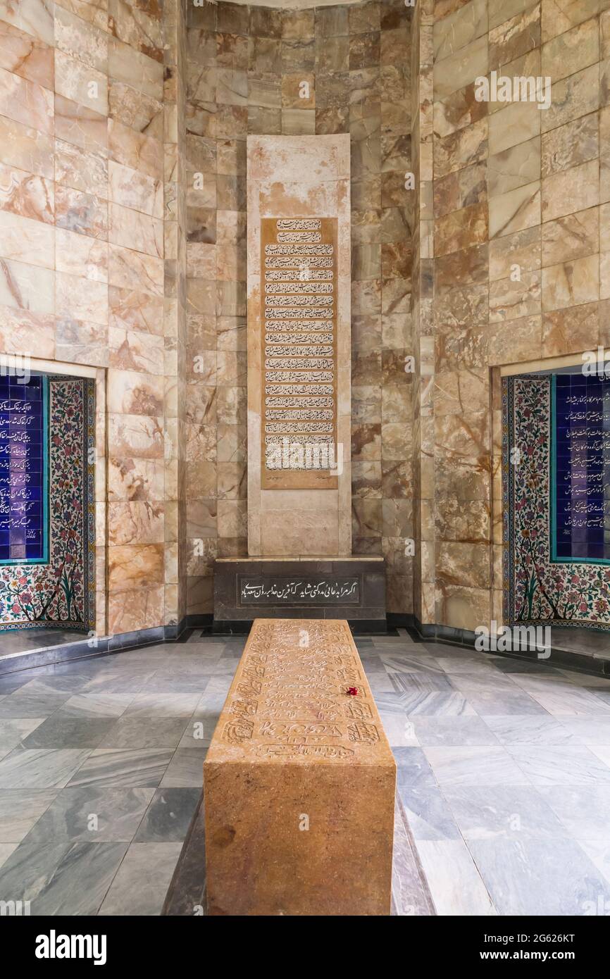 Tomb of Saadi, or Saadieh, hall and grave stone was a Persian poet, 13th century, Shiraz, Fars Province, Iran, Persia, Western Asia, Asia Stock Photo