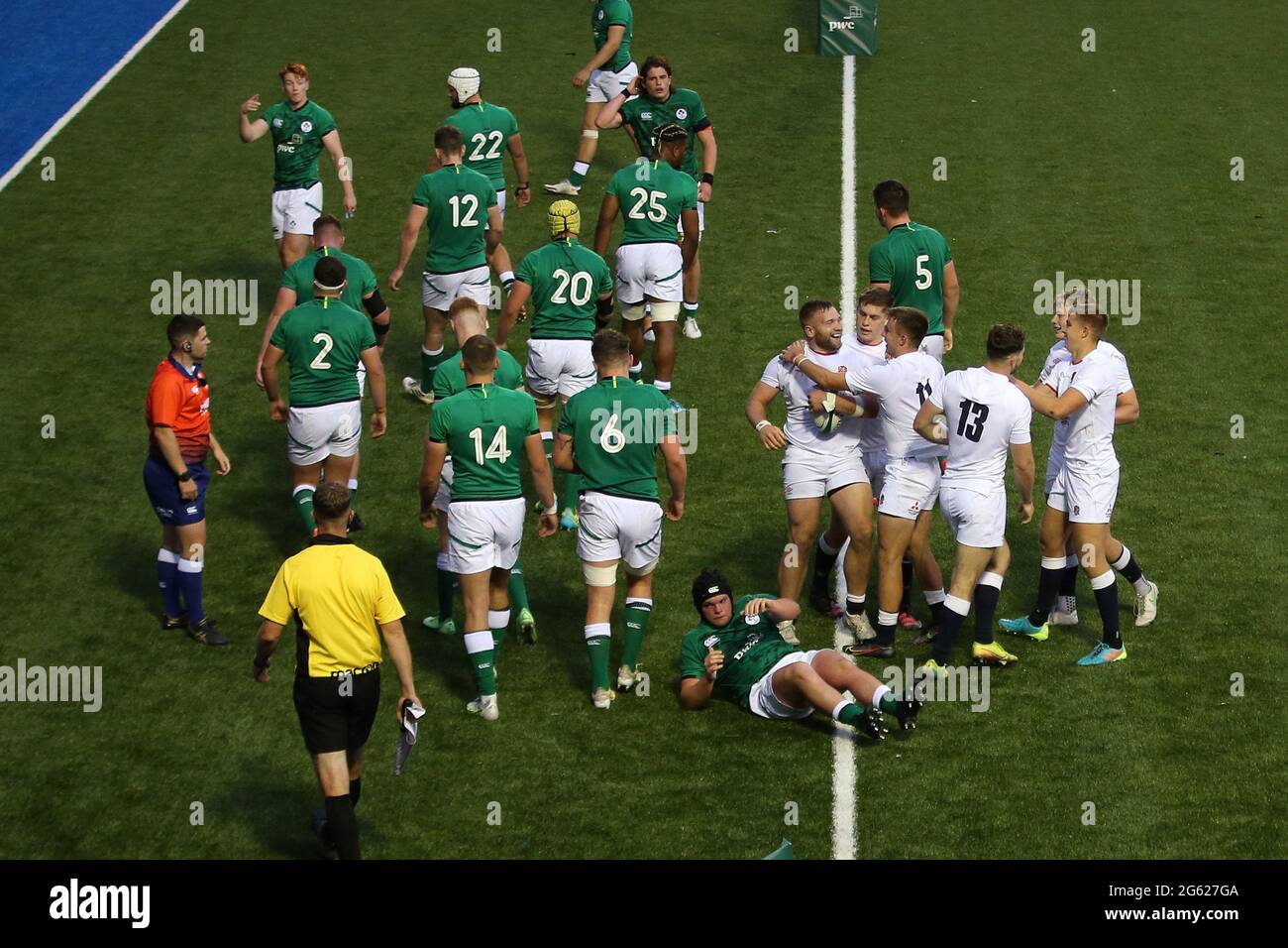 Sam Riley England Rugby Cardiff, UK. 01st July, 2021. England players celebrate as Sam Riley of ...