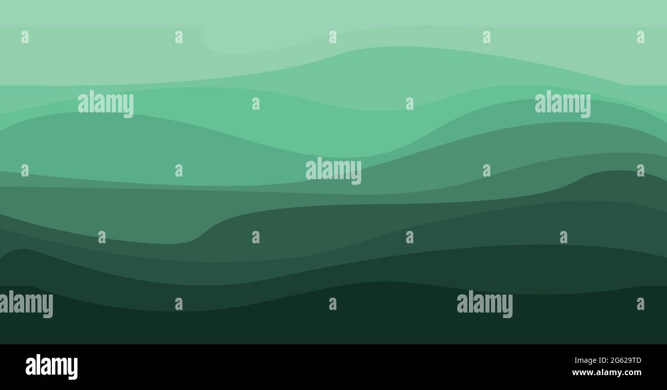 Abstract green background with wavy lines - Vector illustration Stock Vector