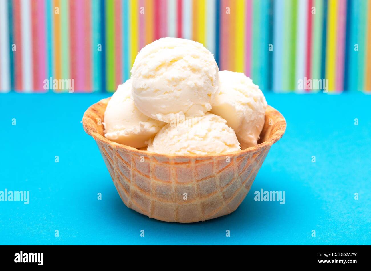 Vanilla Ice Cream in a Waffle Cone Bowl Stock Photo - Alamy