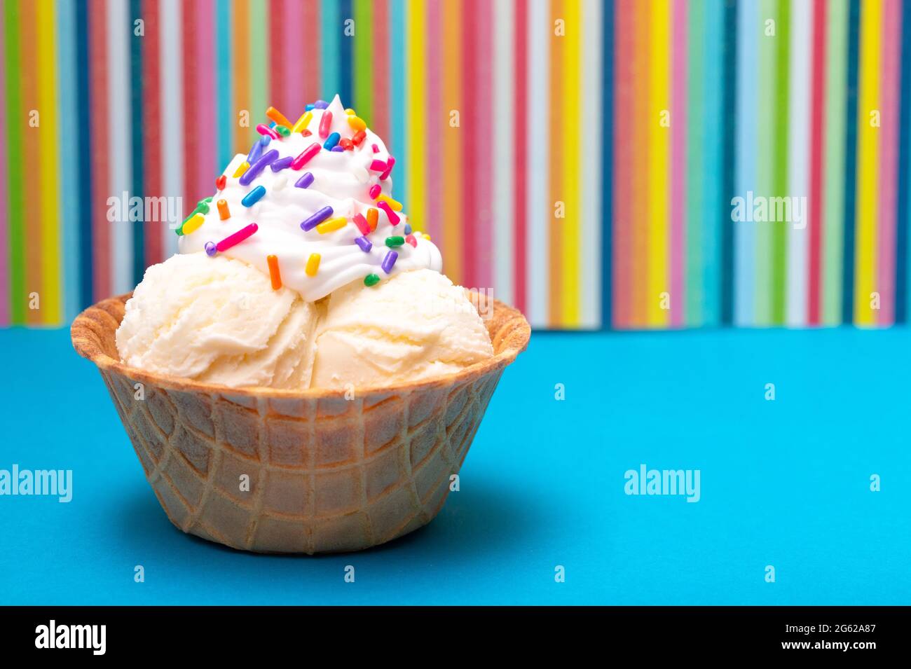 Vanilla Ice Cream in a Waffle Cone Bowl Stock Photo - Alamy