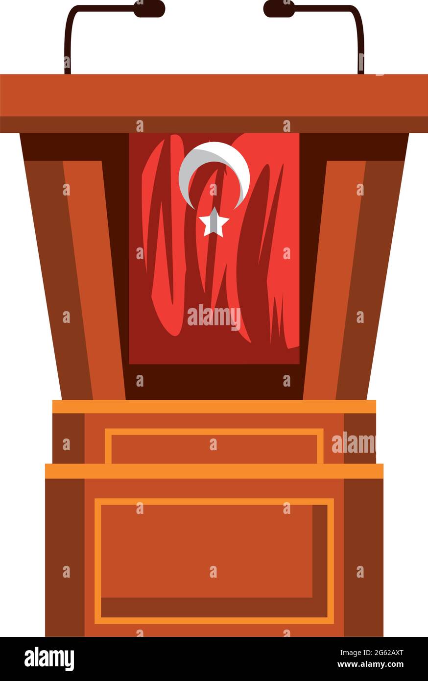 turkey flag in podium Stock Vector