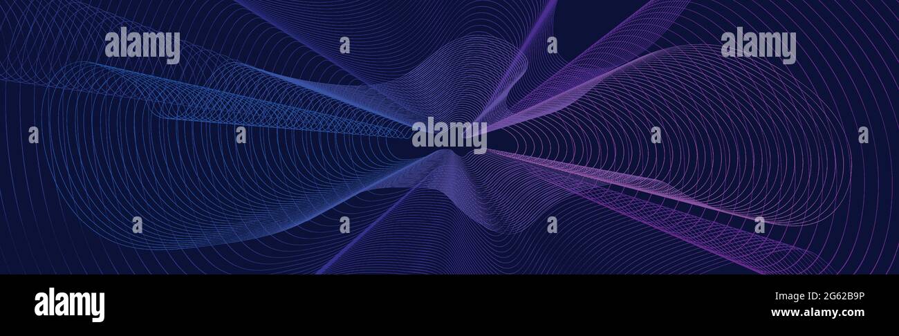 Abstract blue wavy lines on dark blue background - Vector illustration Stock Vector