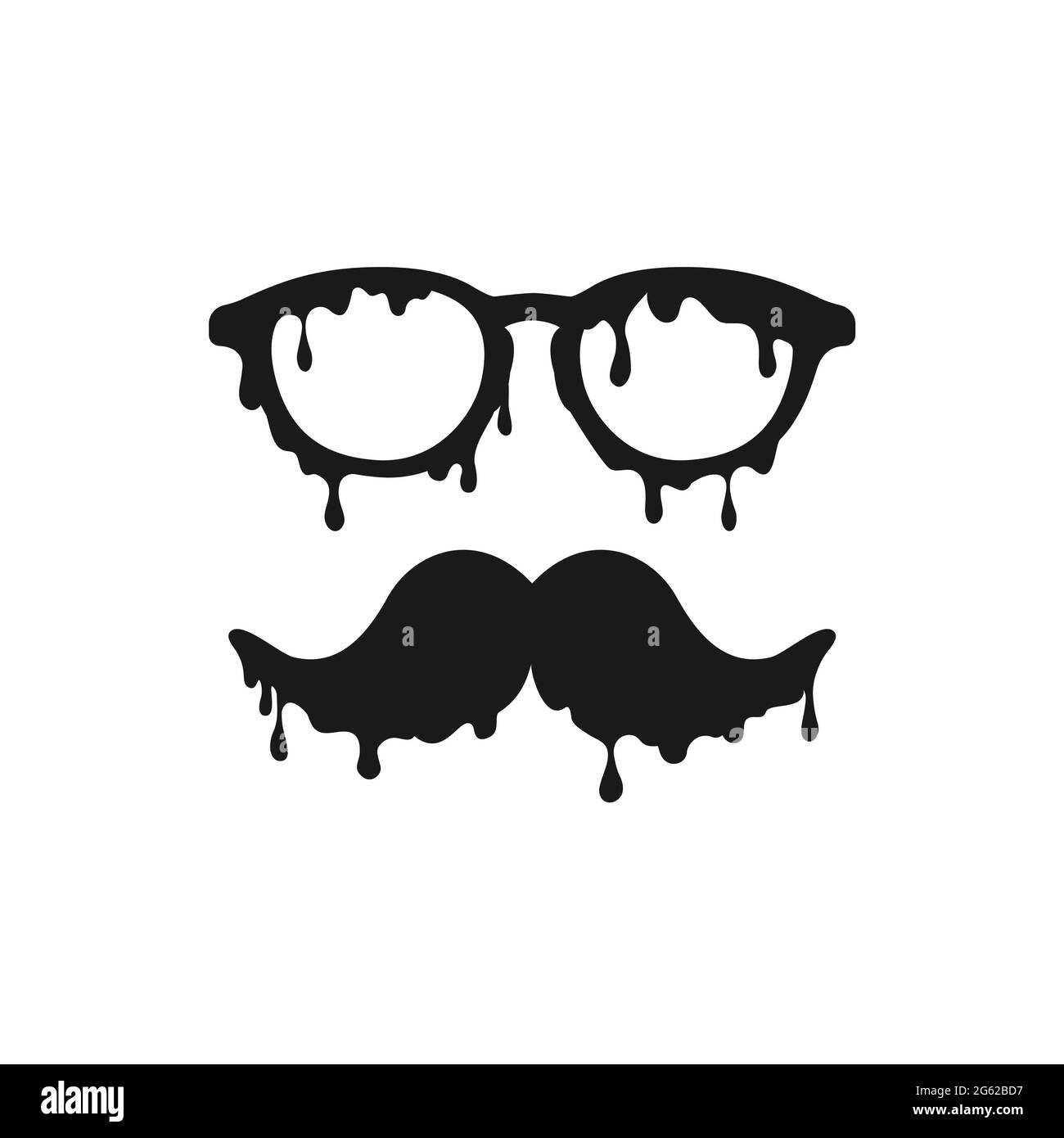 Man glasses and mustache painted on white. Vector illustration. Stock Vector