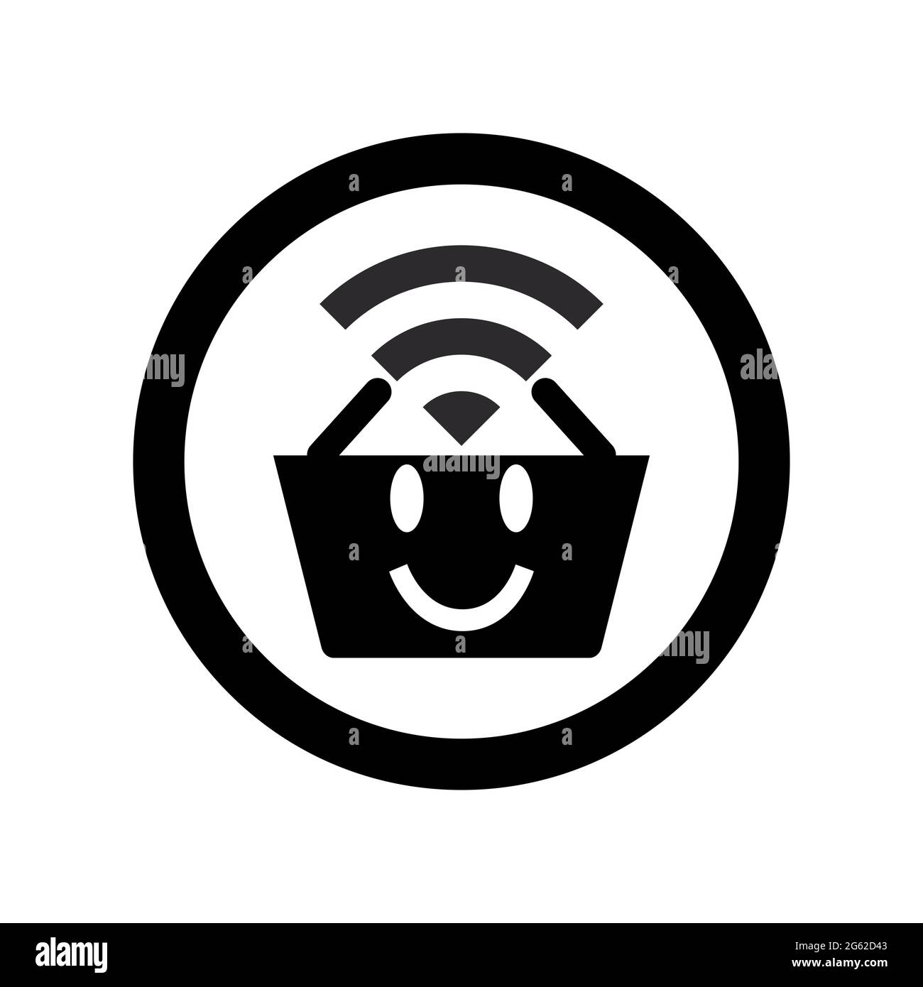 e commerce basket button with funny WiFI logo and vector icon Stock Photo