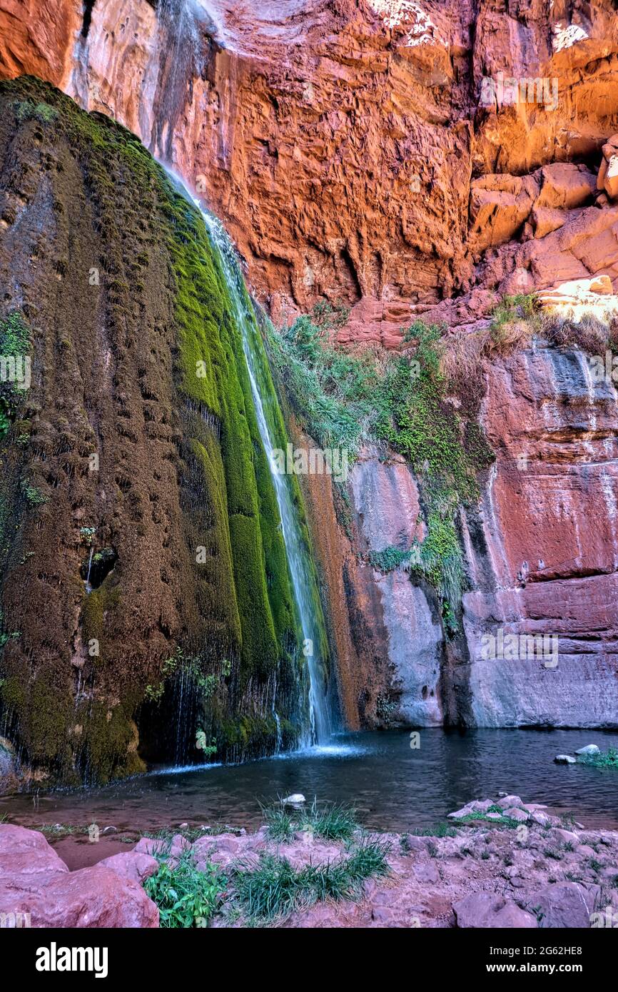 Mosscovered Ribbon Falls, Grand Canyon National Park, Arizona, U.S.A