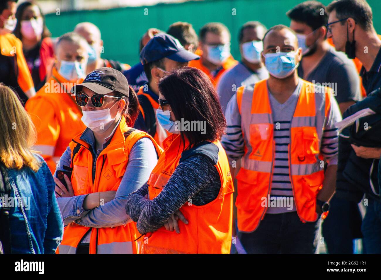 Paris France July 01 21 Strikers At Paris Orly Airport Blocking The Check In Counters As Well As The Entrance To Terminal 3 This Strike Is Aimed Stock Photo Alamy