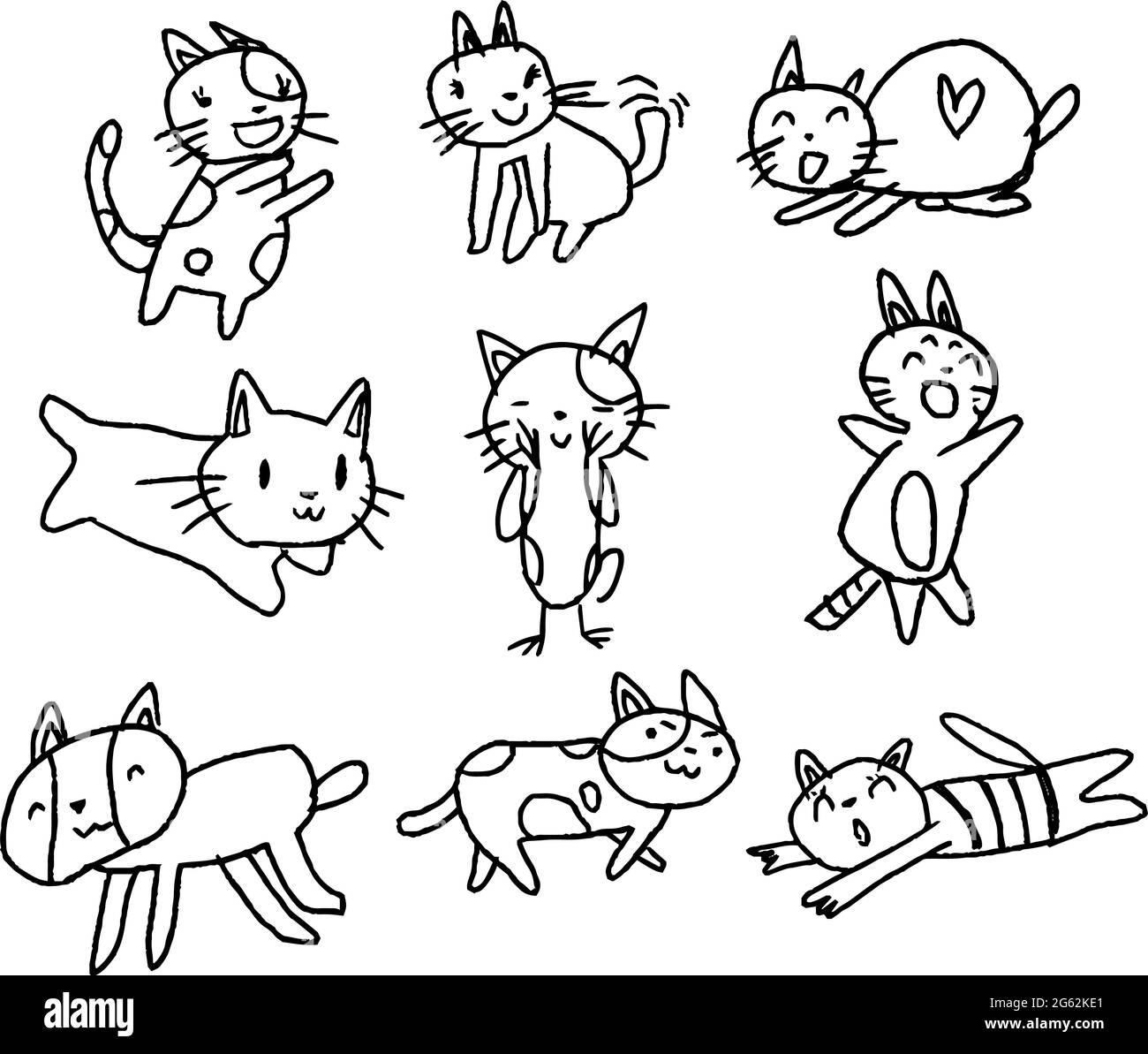 This is a illustration of Cute cat scribble drawn by a child Stock