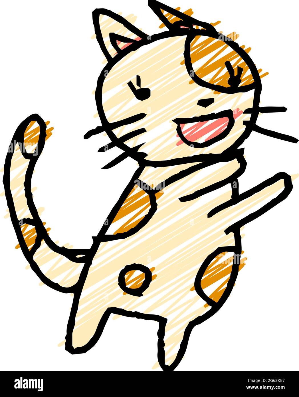 This is a illustration of Cute cat scribble drawn by a child Stock
