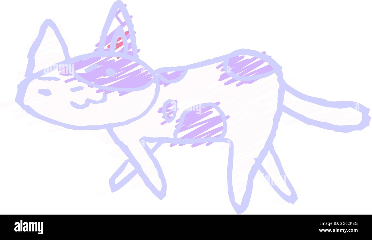 This is a illustration of Cute cat scribble drawn by a child Stock