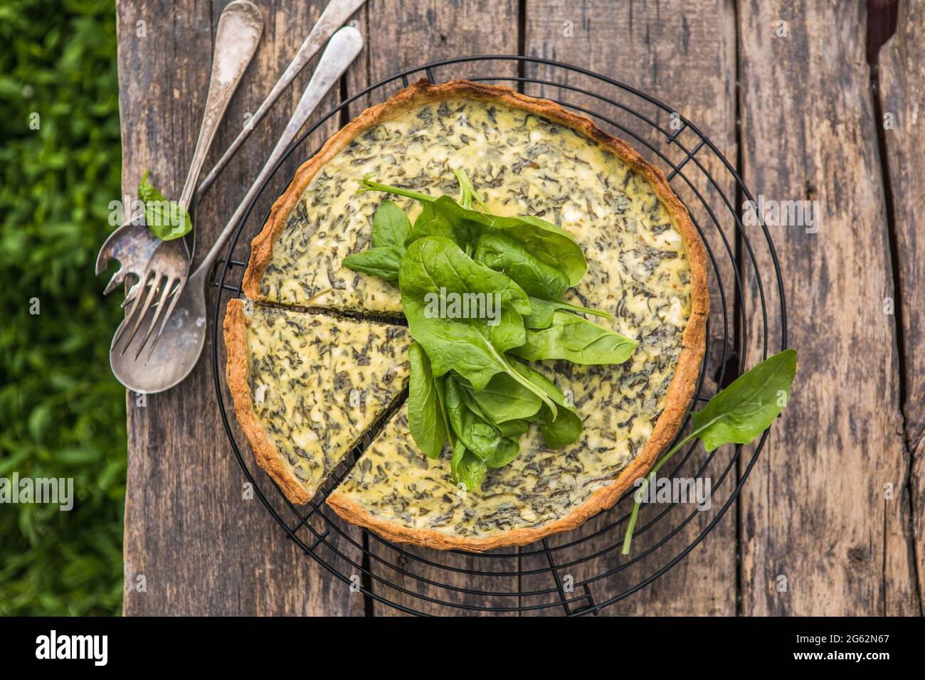Quiche with spinach traditional dish of french cuisine. Spinach tart Stock Photo Alamy