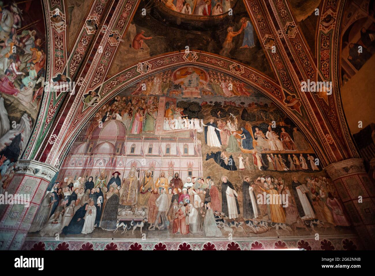 Religious Ceiling paintings, cloister of the Basilici di Santa Novella, Florence, Italy. Stock Photo