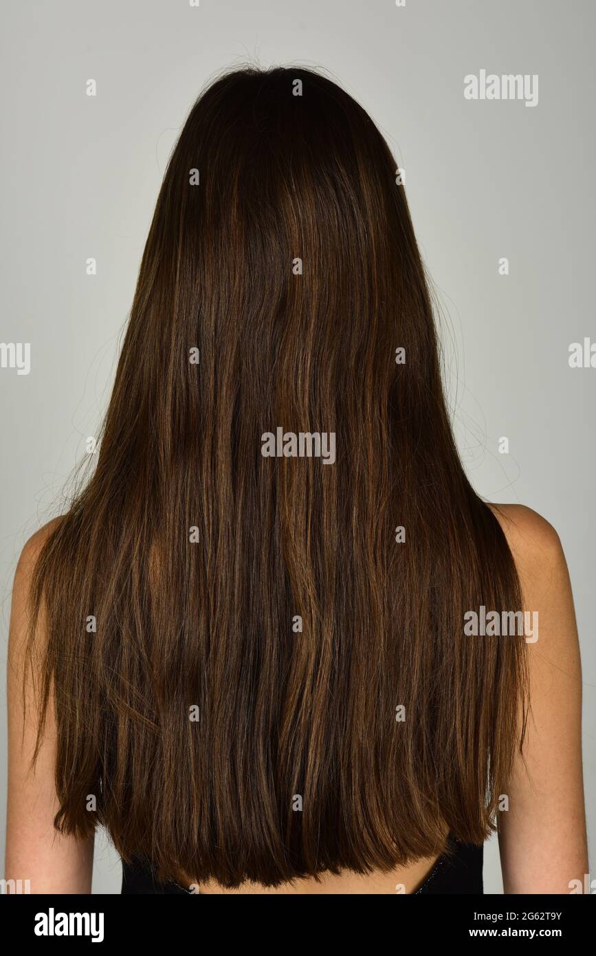 Woman hair back. Health long hair concept Stock Photo - Alamy