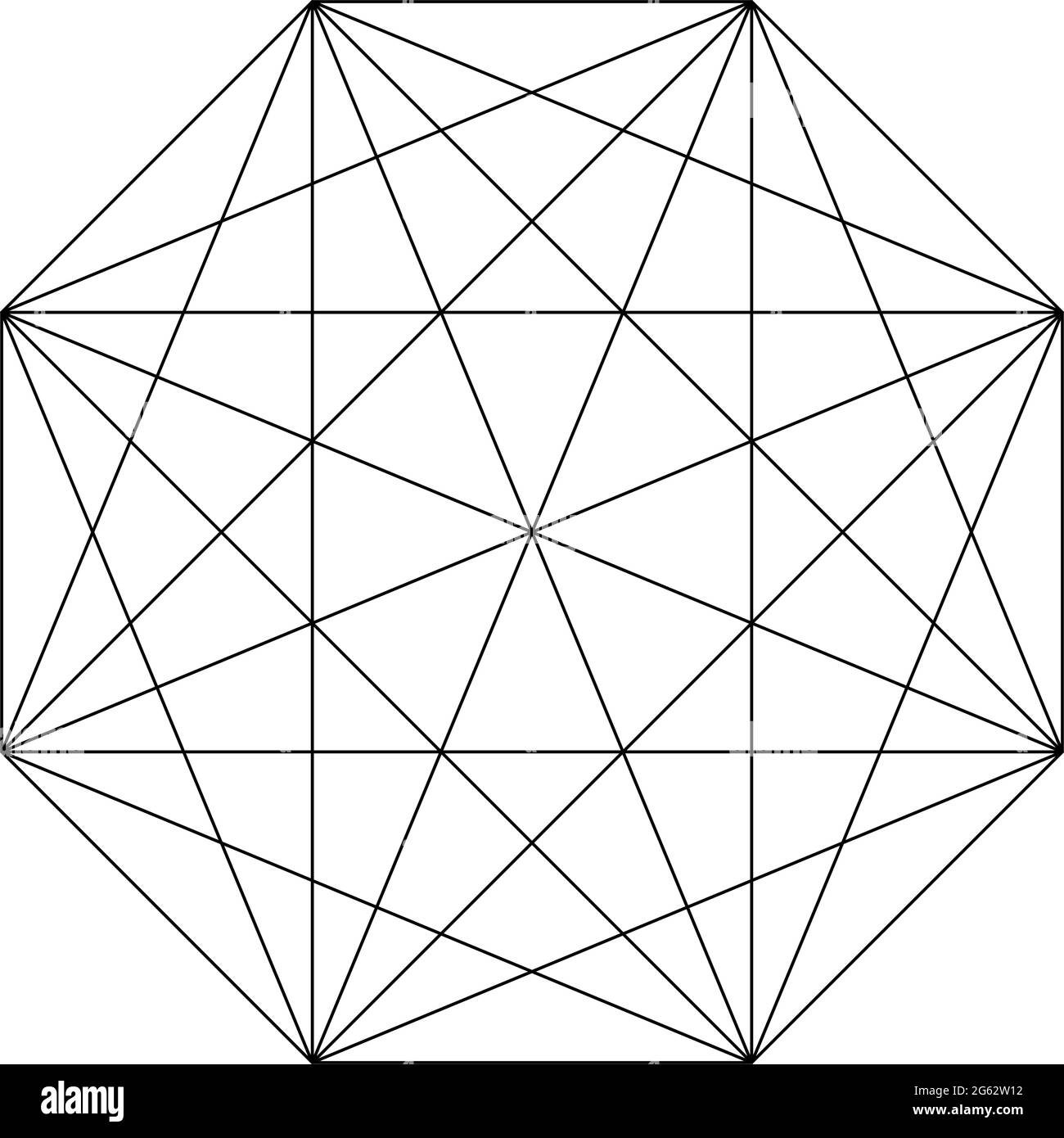 Geometric polygone element with angles drawn. Intersected lines star ...