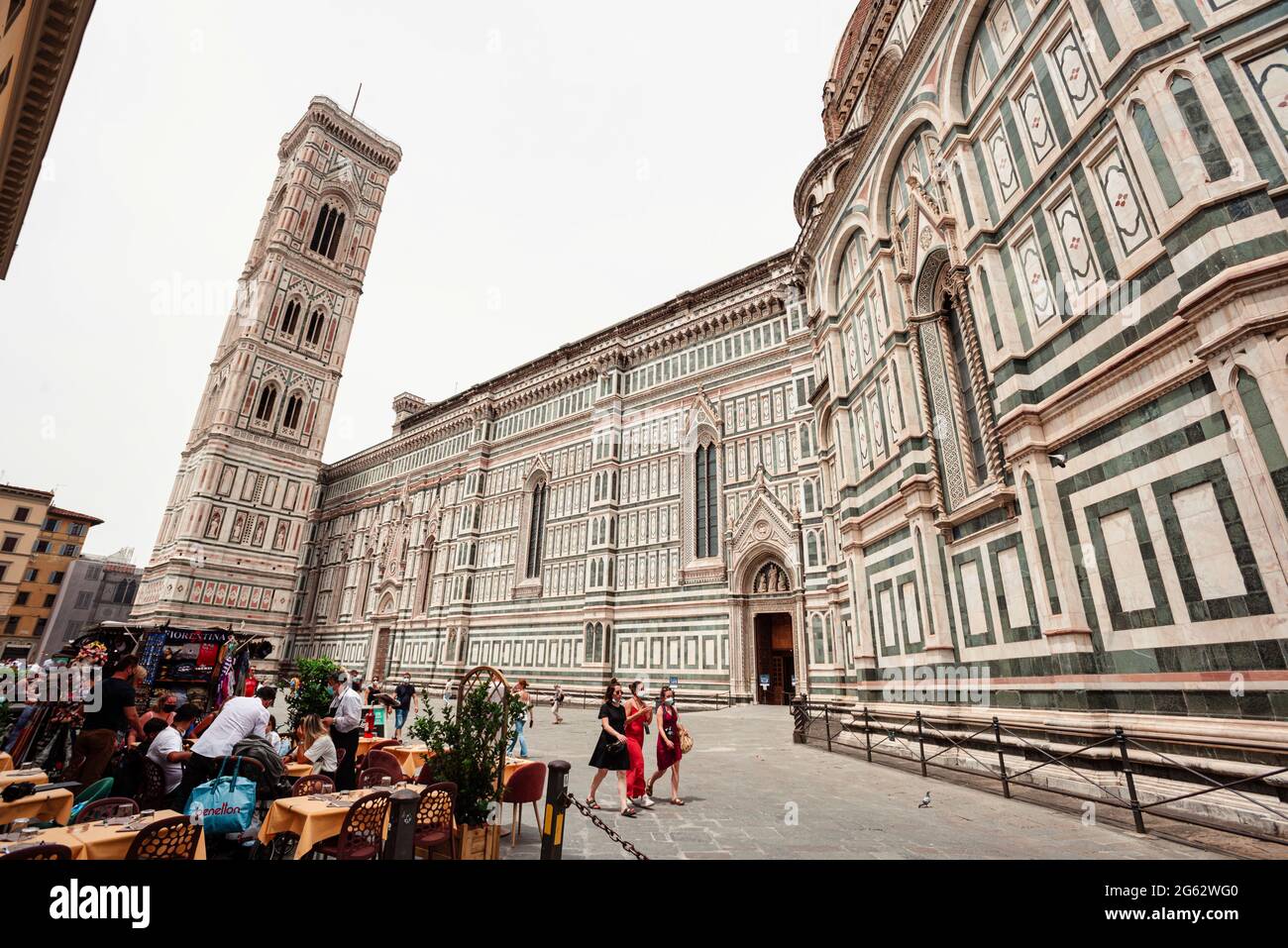 Giottos Campanile and Cathedral Santa Maria del Fiore, Tuscany,Italy Stock Photo