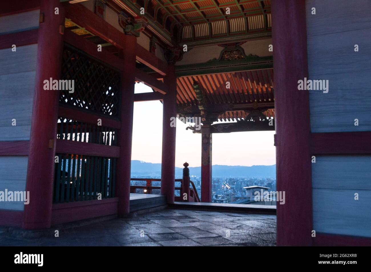 Spectacular view of Kyoto from Kiyomizu Temple in the historic old