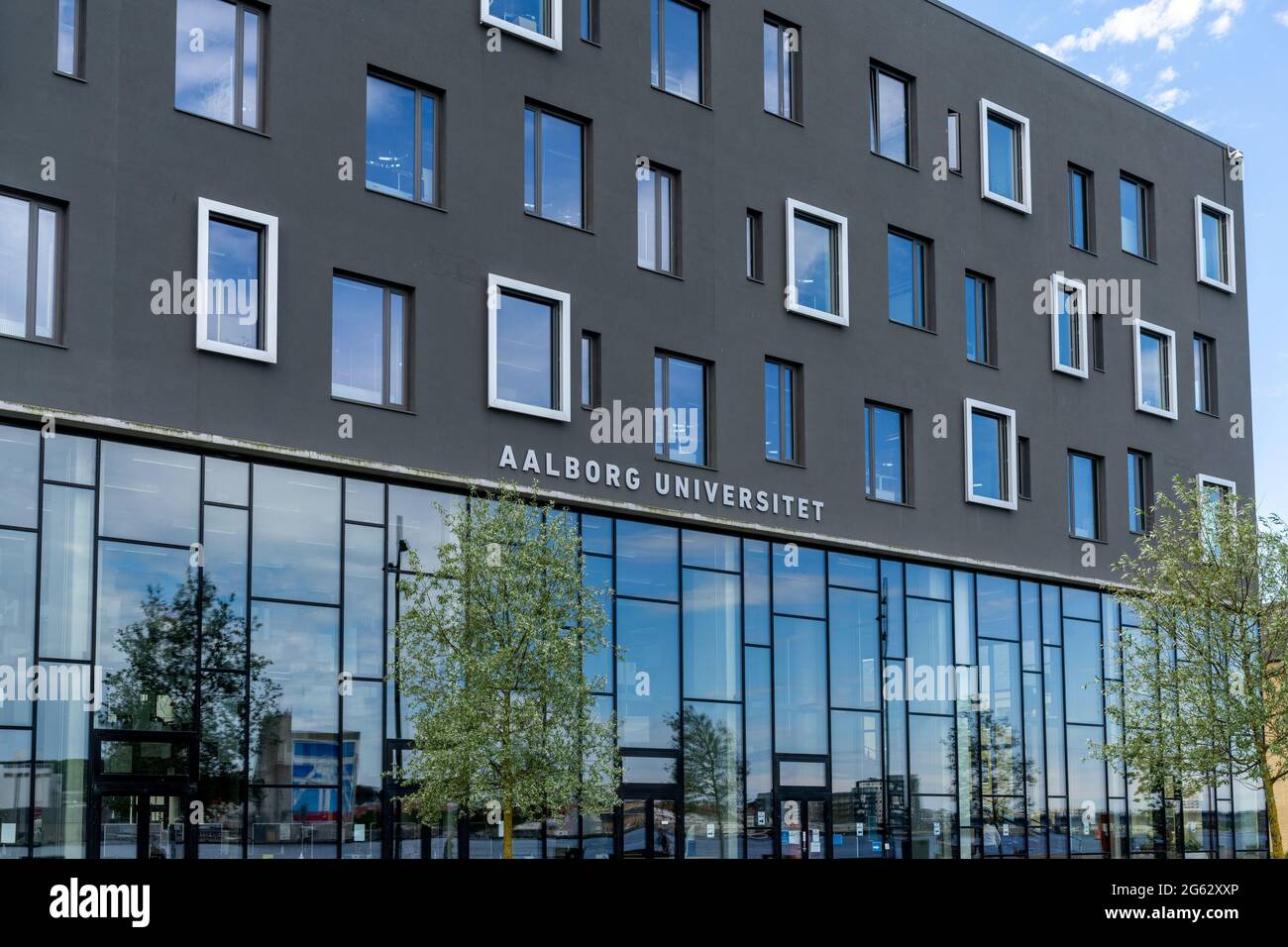 Aalborg, Denmark - 7 June, 2021:the Aalborg University building on the waterfront on the Limfjord Stock Photo