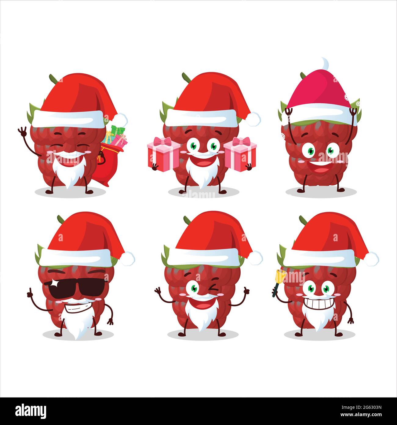 Santa Claus emoticons with raspberry cartoon character. Vector ...