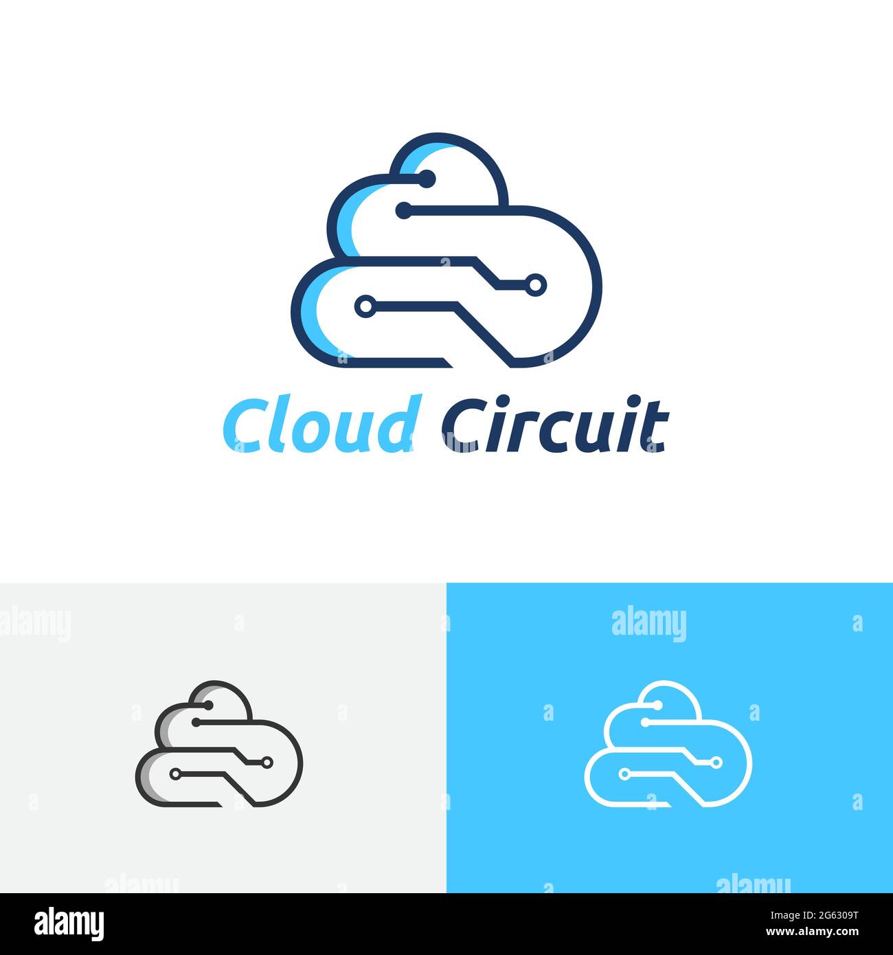 Cloud Circuit Technology Internet Data Drive Logo Stock Vector