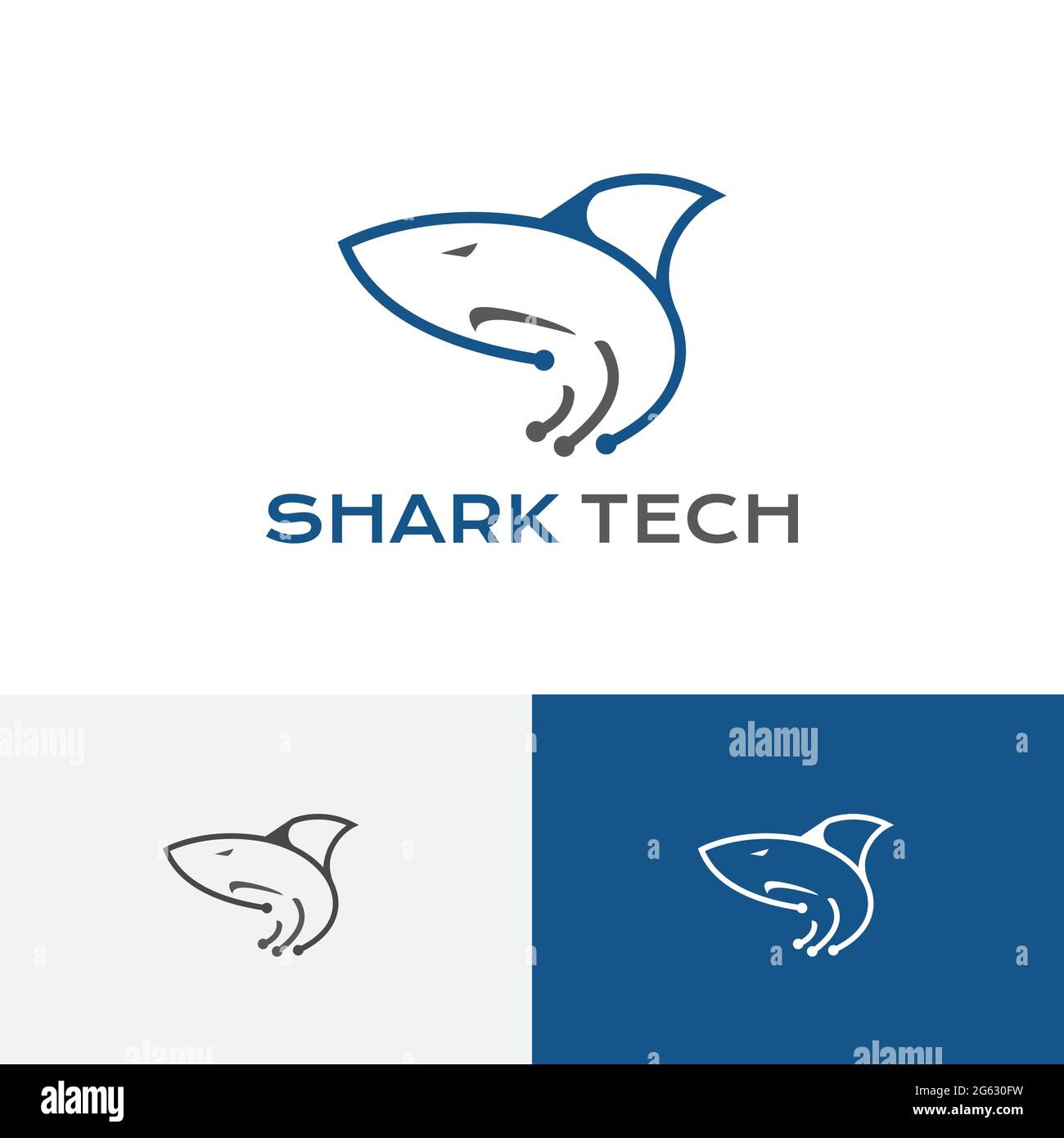 Wild Shark Tech Computer Internet Service Logo Stock Vector