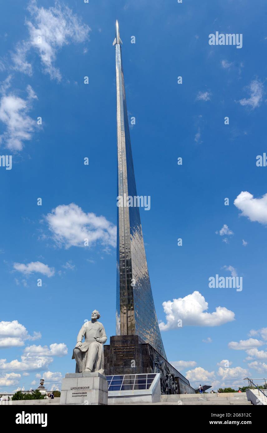 Moscow, Russia - July 7, 2014: Monument to the founder of cosmonautics Konstantin Eduardovich Tsiolkovsky. Stock Photo