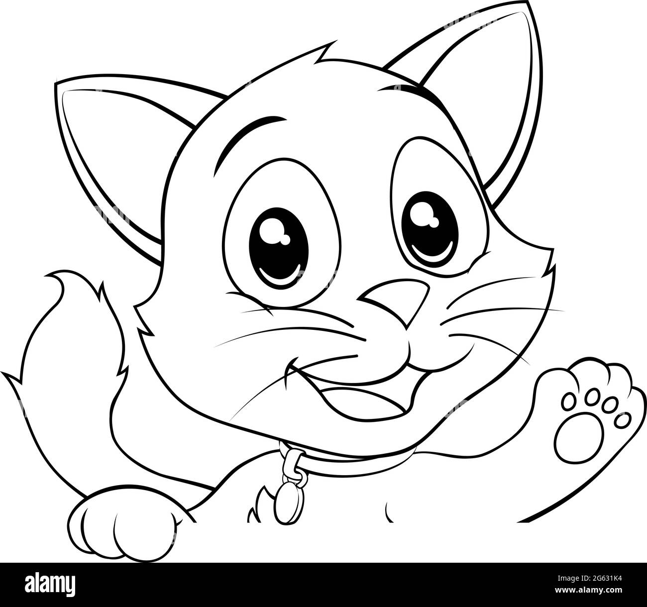 Cat Cute Cartoon Kitten Animal Peeking Sign Stock Vector