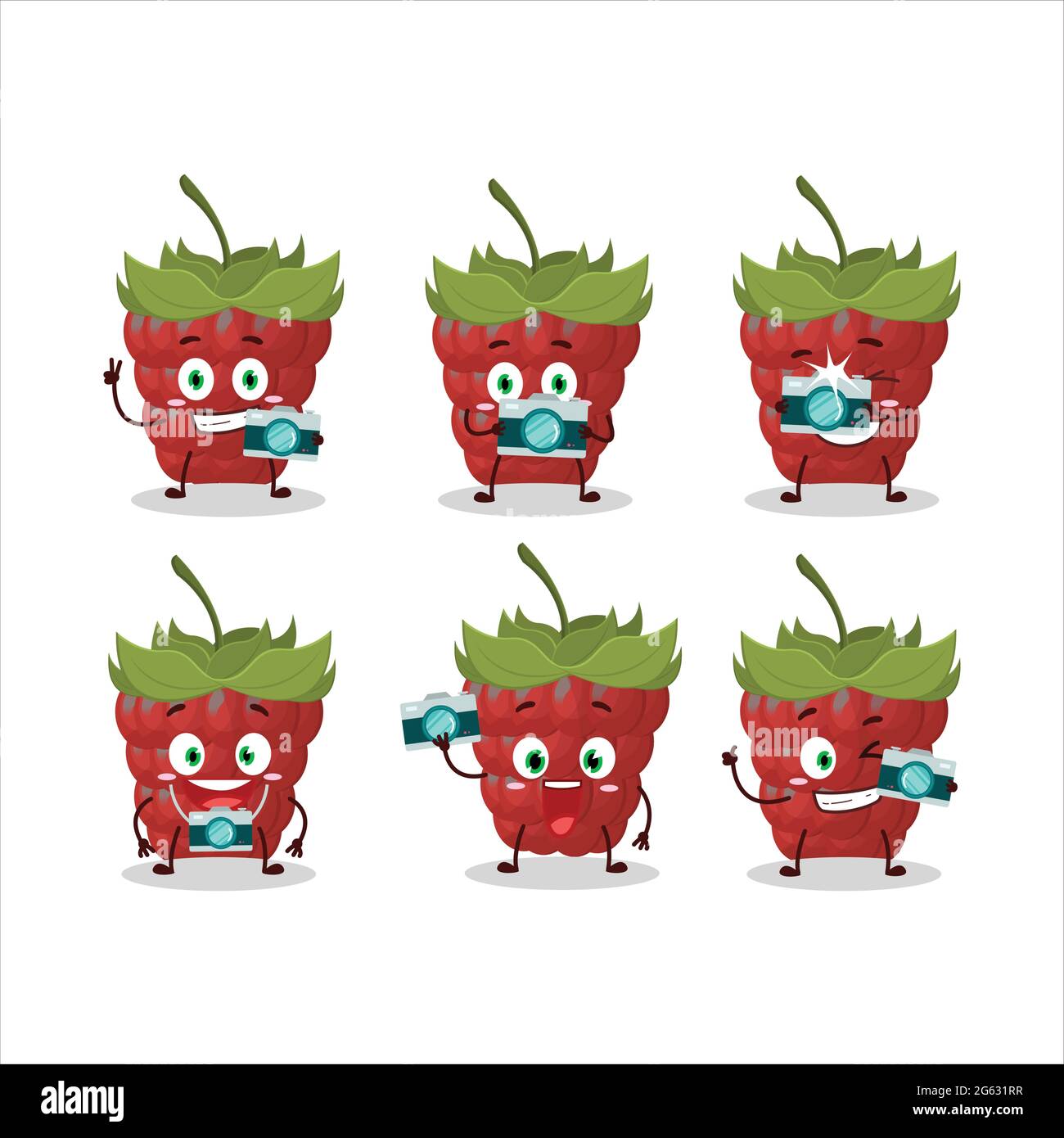 Photographer Profession Emoticon With Raspberry Cartoon Character Vector Illustration Stock 