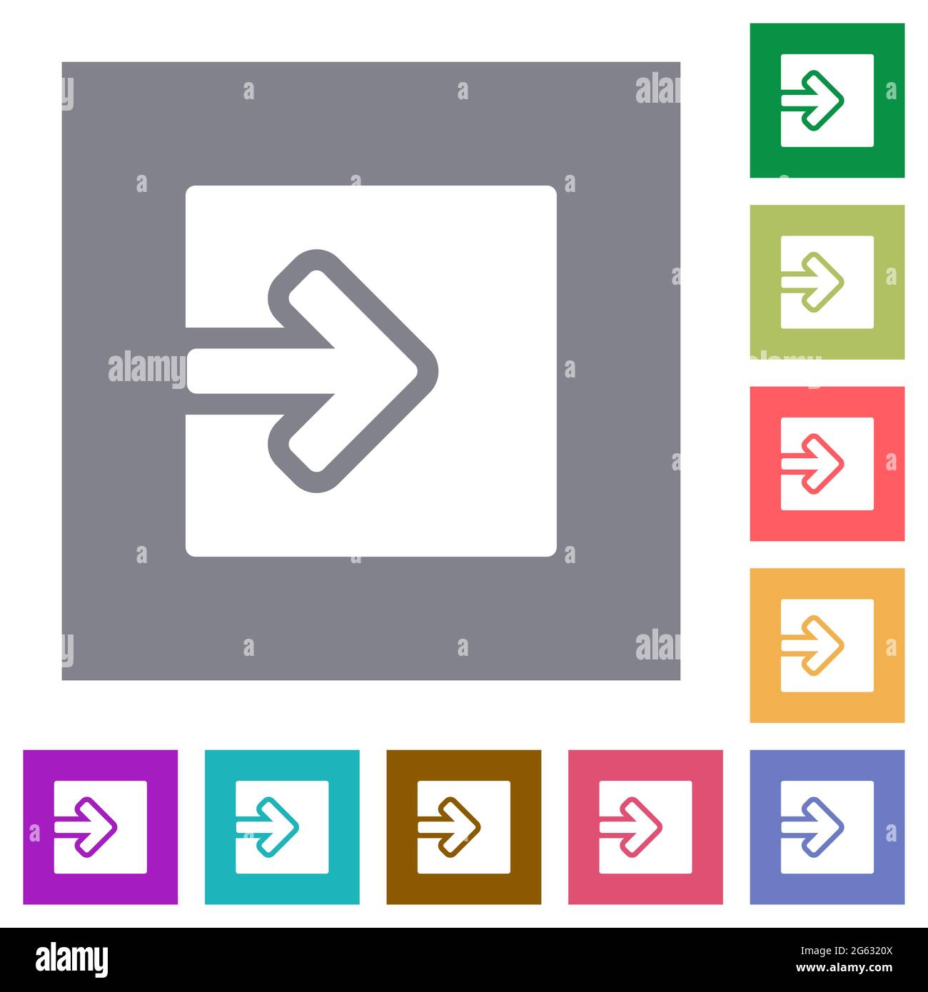 Import object flat icons on simple color square backgrounds Stock ...