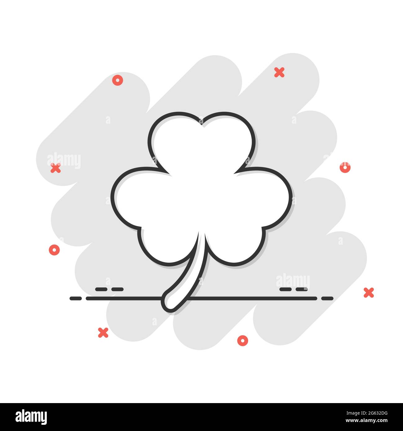 Four leaf clover icon in flat style. St Patricks Day vector illustration on white isolated background. Flower shape business concept. Stock Vector