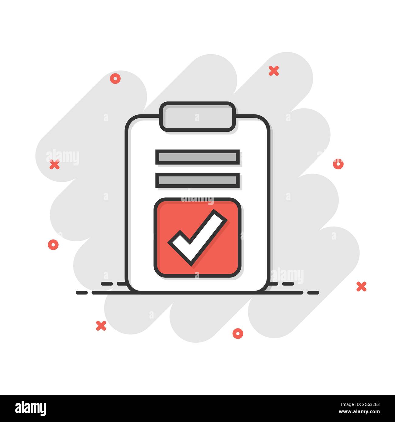 Document checkbox icon in flat style. Test vector illustration on white ...
