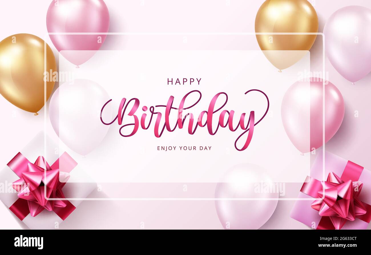 Happy birthday vector banner template. Happy birthday text in frame