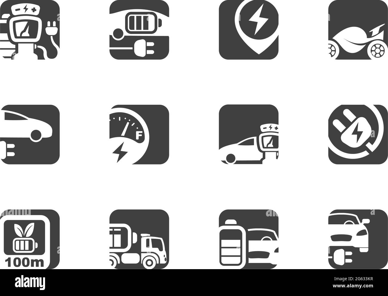 Electric car icons Stock Vector