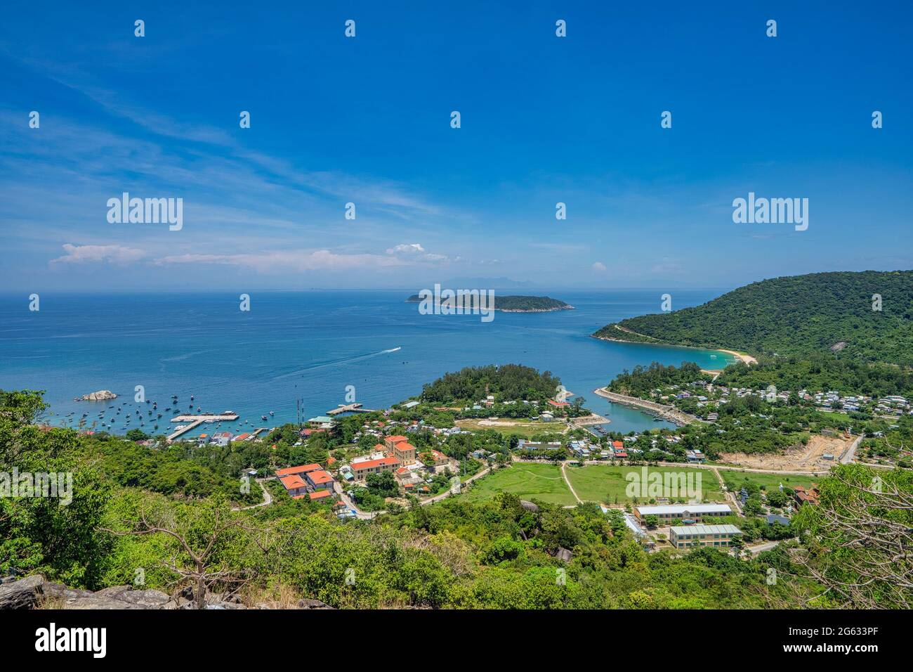 Panorama of center Cu Lao Cham island near Da Nang and Hoi An, Vietnam Stock Photo