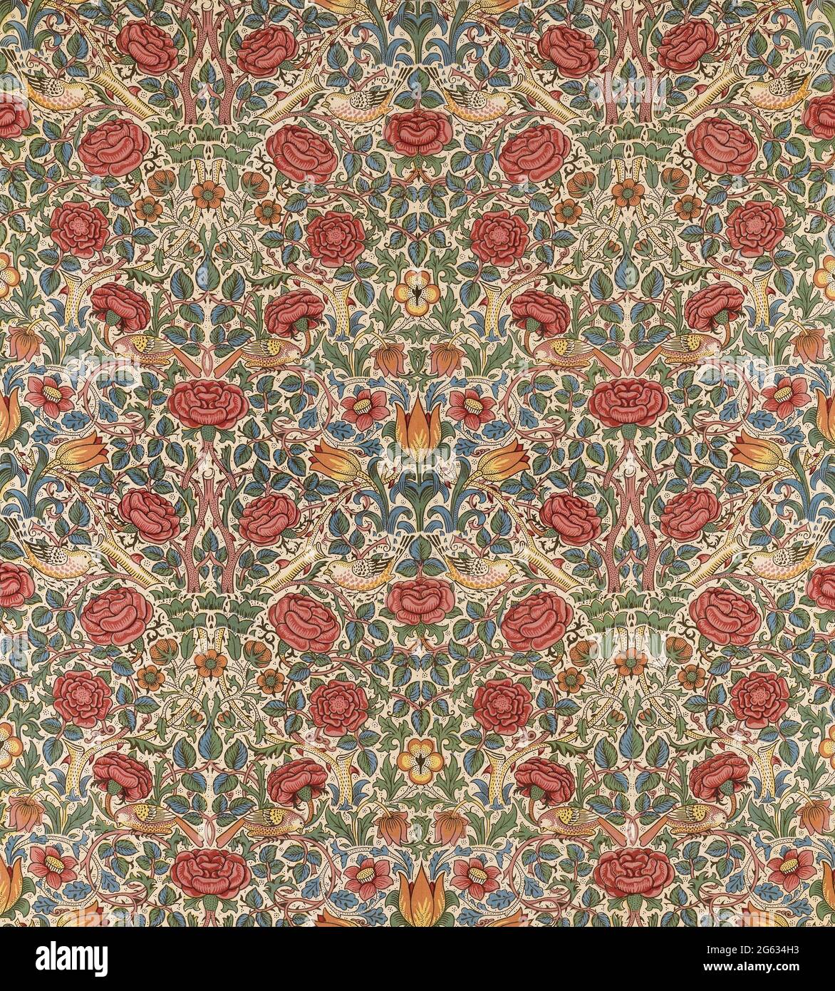 William Morris, Rose, fabric pattern, 1883 Stock Photo