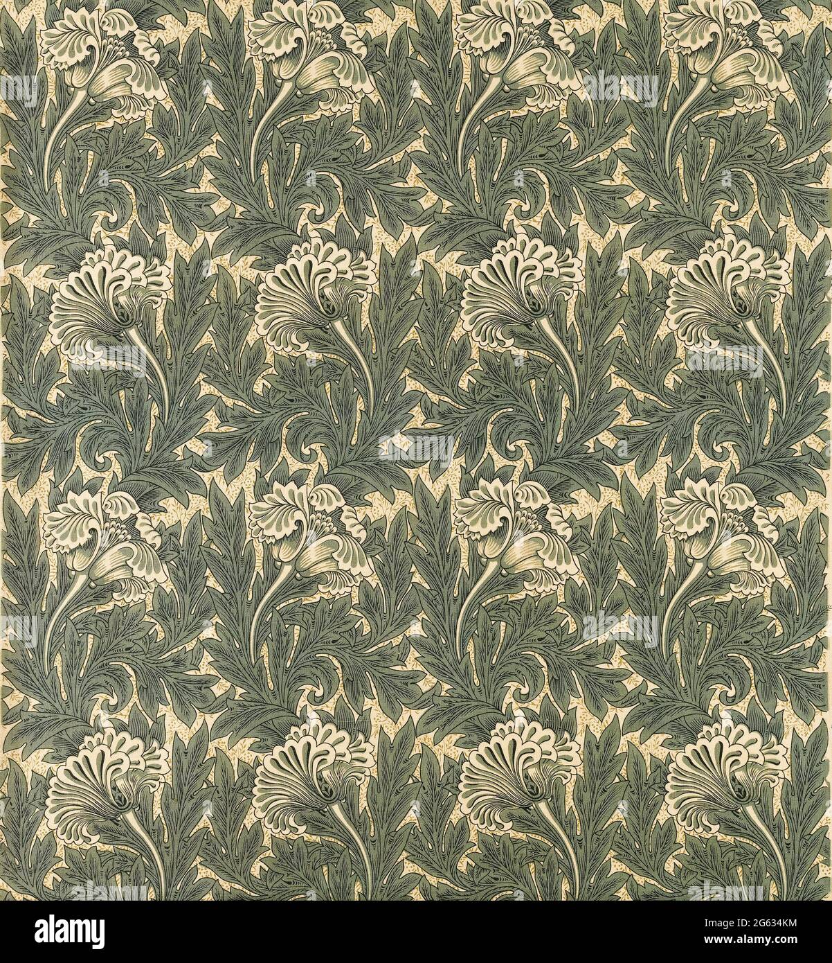 William Morris, Morris & Co, Thomas Wardle, fabric pattern, Tulip, 1875 Stock Photo