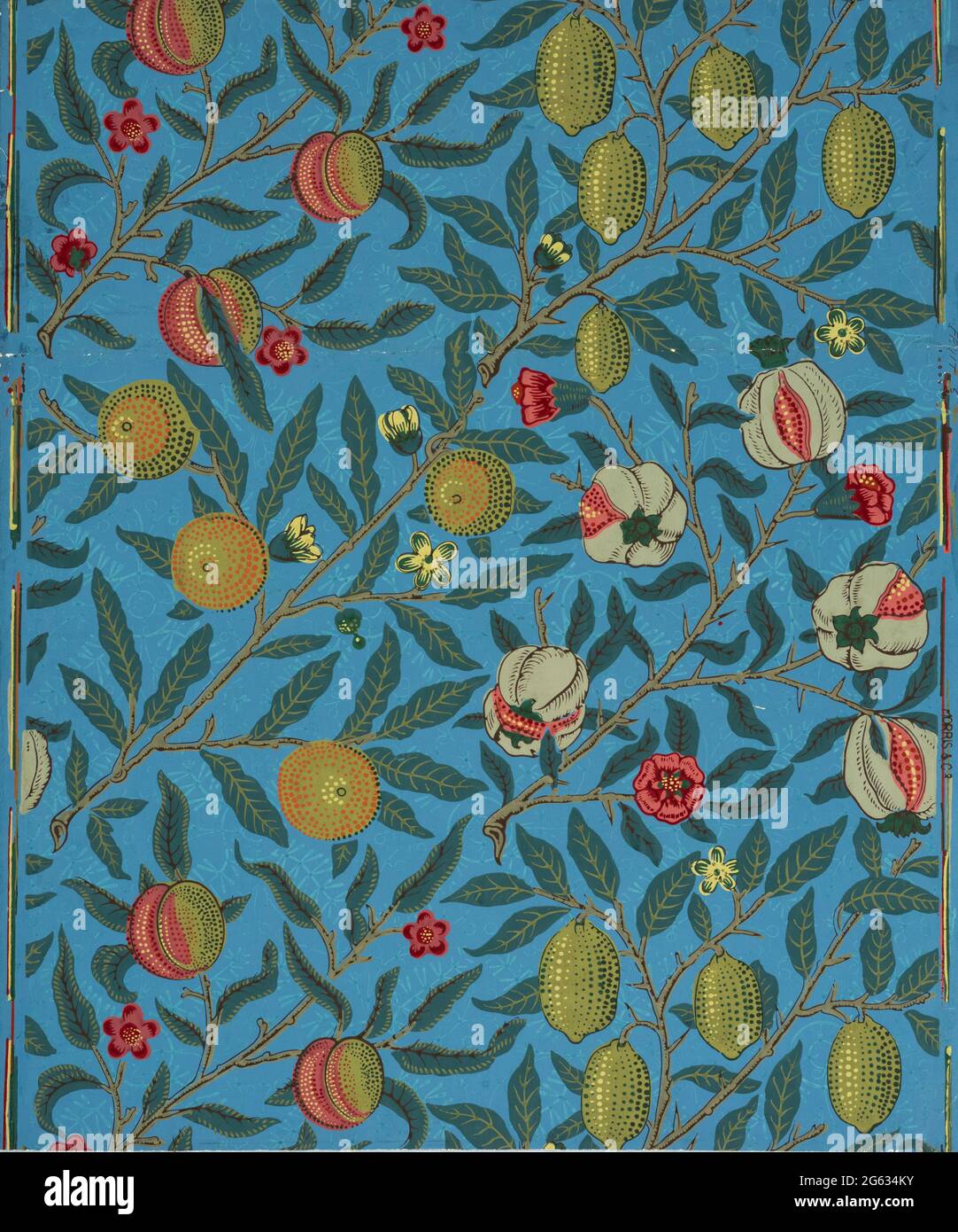 William Morris wallpaper pattern, Fruit, Pomegranate or Four Fruits, 1862 Stock Photo