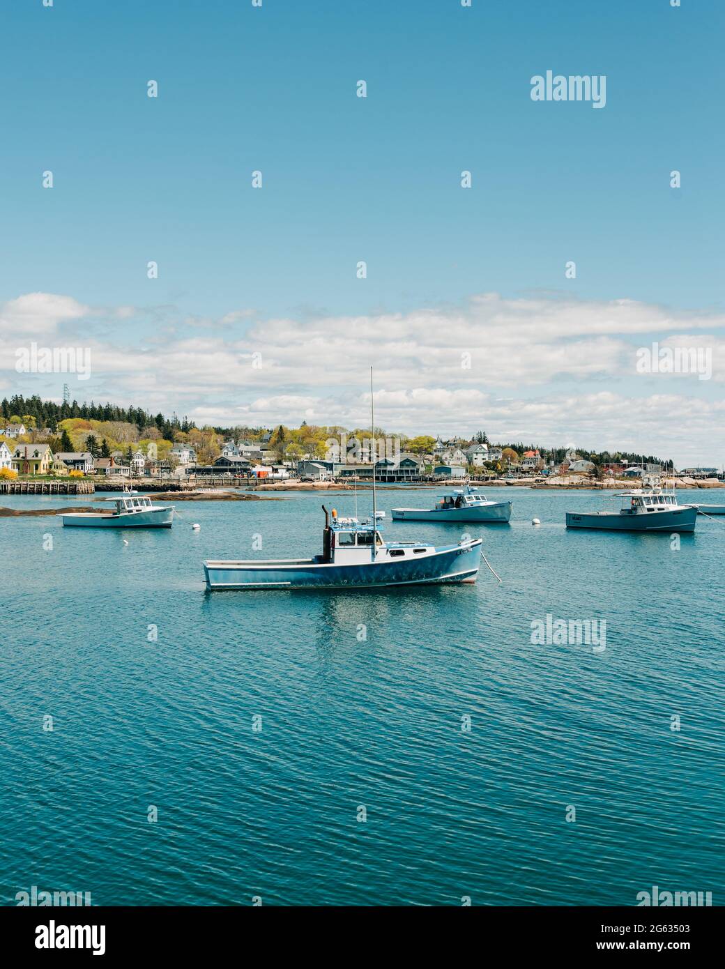 Boats in the harbor of the fishing village of Stonington, on Deer Isle