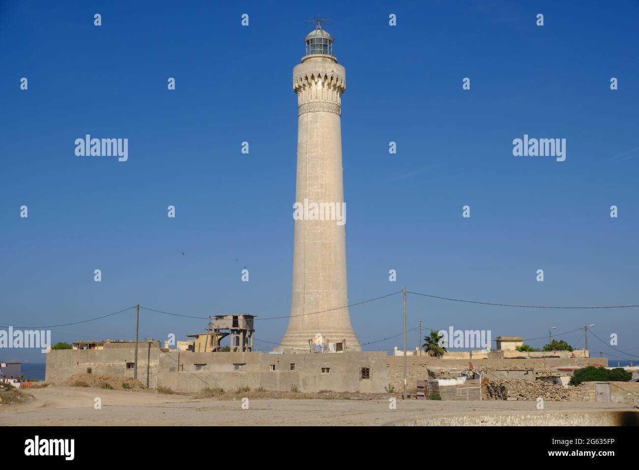 Morocco Casablanca - El Hank Lighthouse landscape view Stock Photo