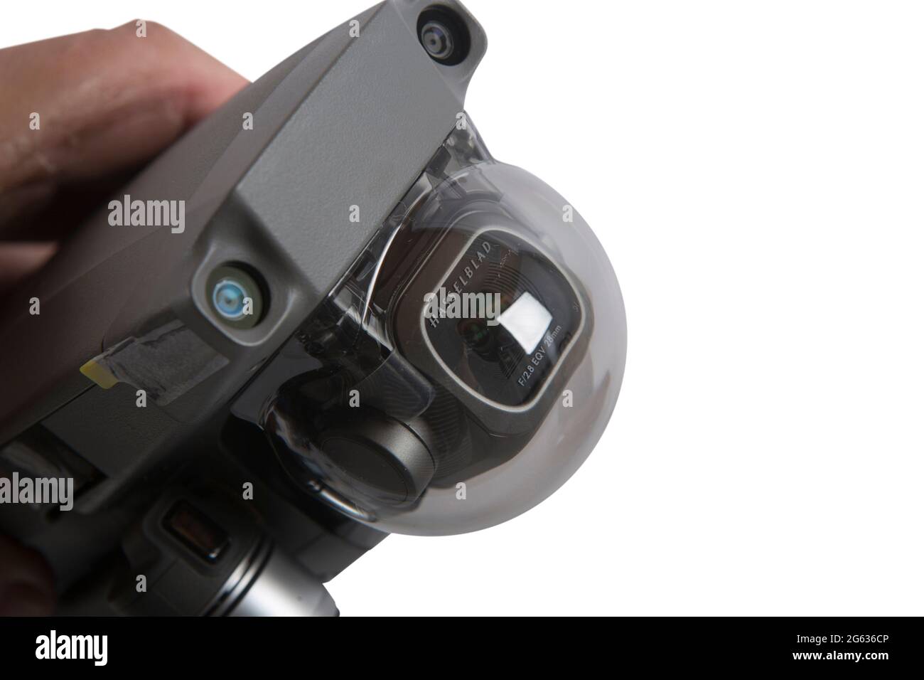 Dohne DJI Mavic 2 Pro mit Hasselblad Kamera für 4K Videoaufnahmen und 20MB Fotoaufnahmen. Die Drohne zählt zu den Flugapparaten mit den qualitativ hoc Stock Photo