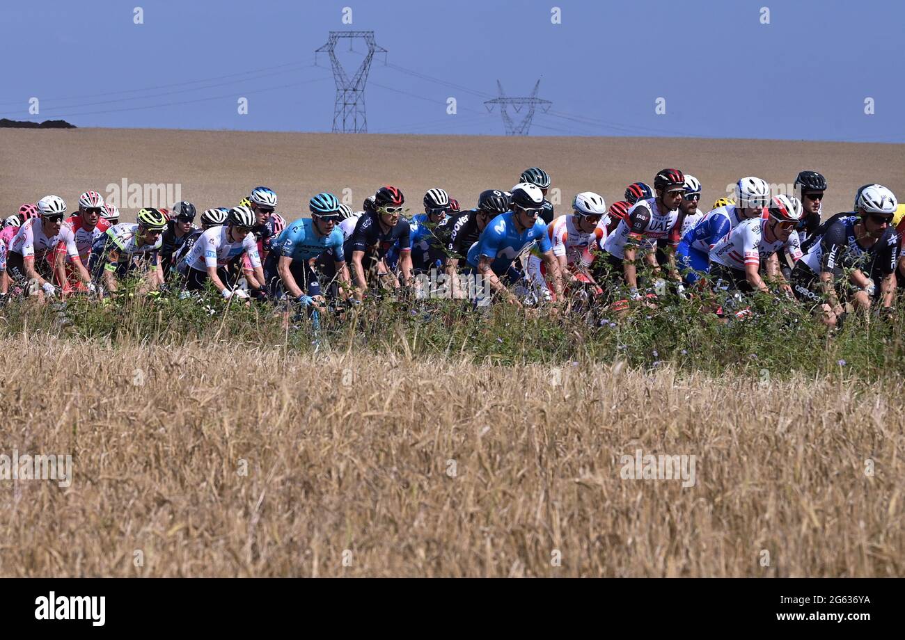 Illustration picture shows the pack of riders in action during the ...