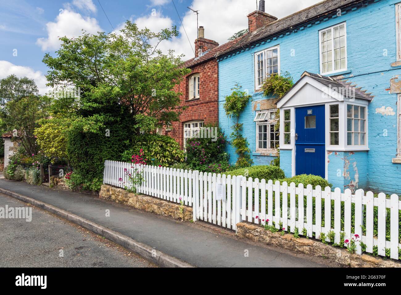 Cottages in Tealby - widely regarded as the prettiest village in the Lincolnshire Wolds Stock Photo