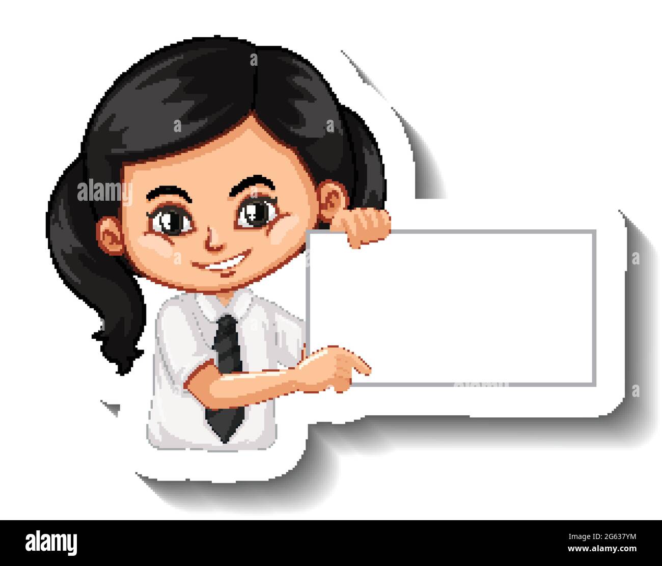 Student girl holding empty board cartoon sticker illustration Stock ...