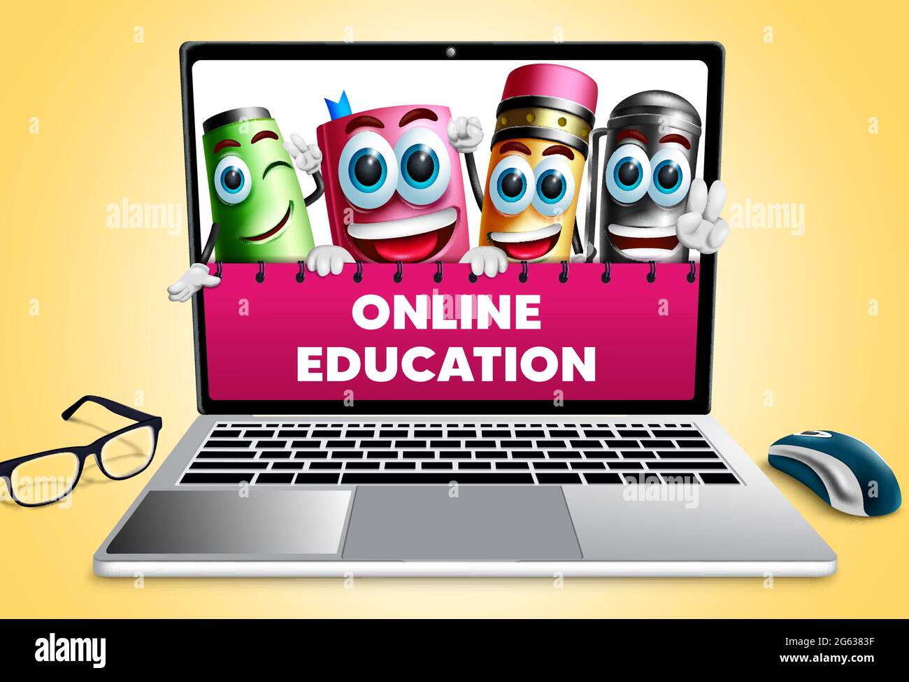Online education vector design. Online education text in laptop screen ...