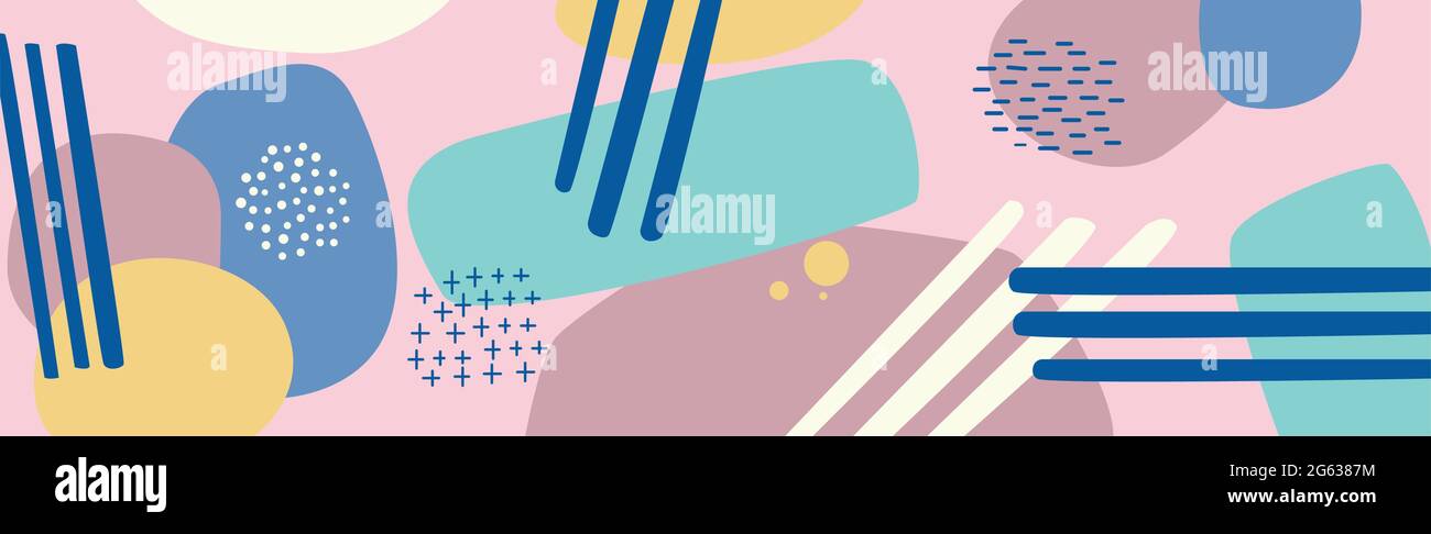Drawn multicolored elements, abstract panoramic background - Vector illustration Stock Vector