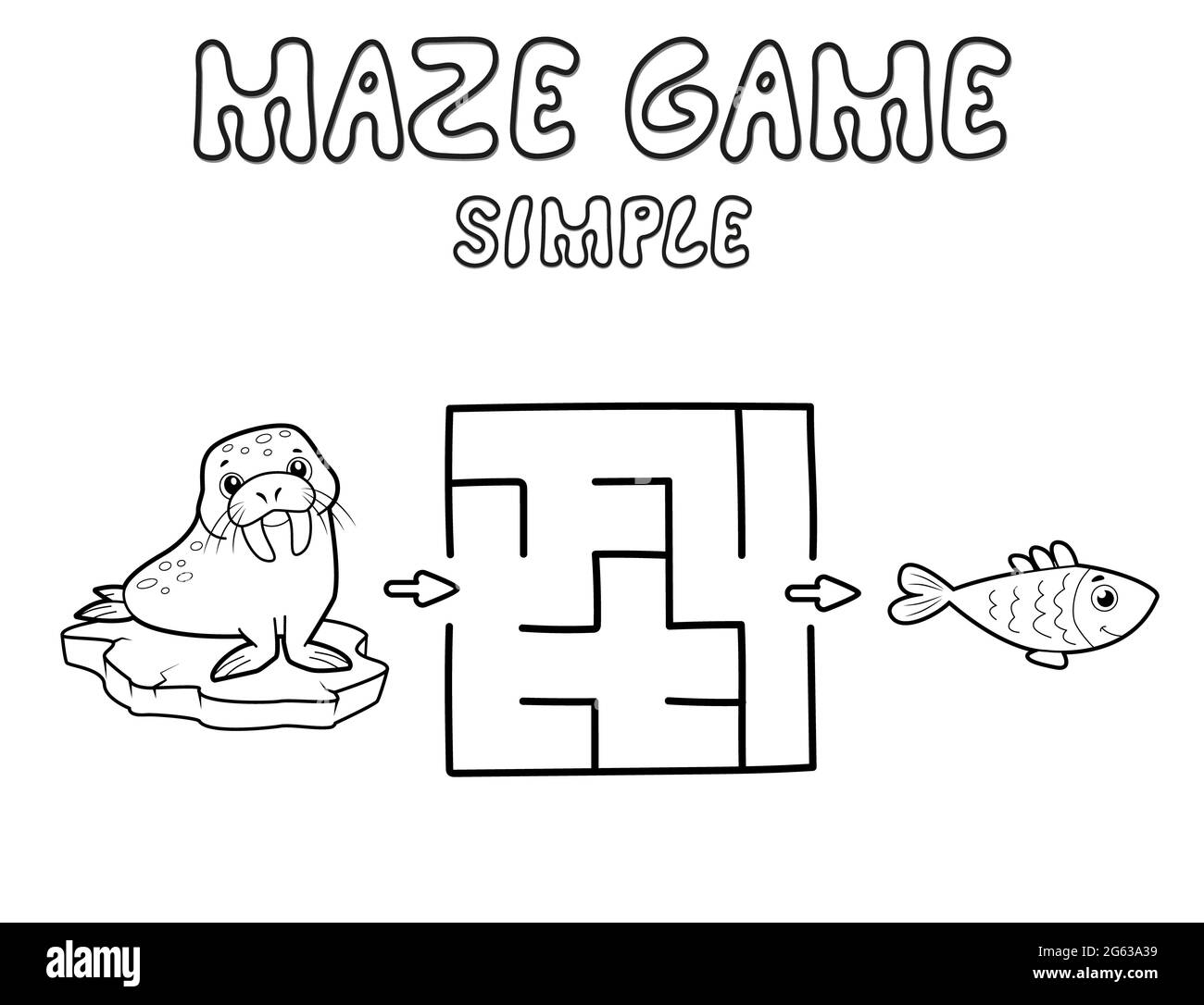 Simple Maze puzzle game for children. Outline simple maze or labyrinth ...