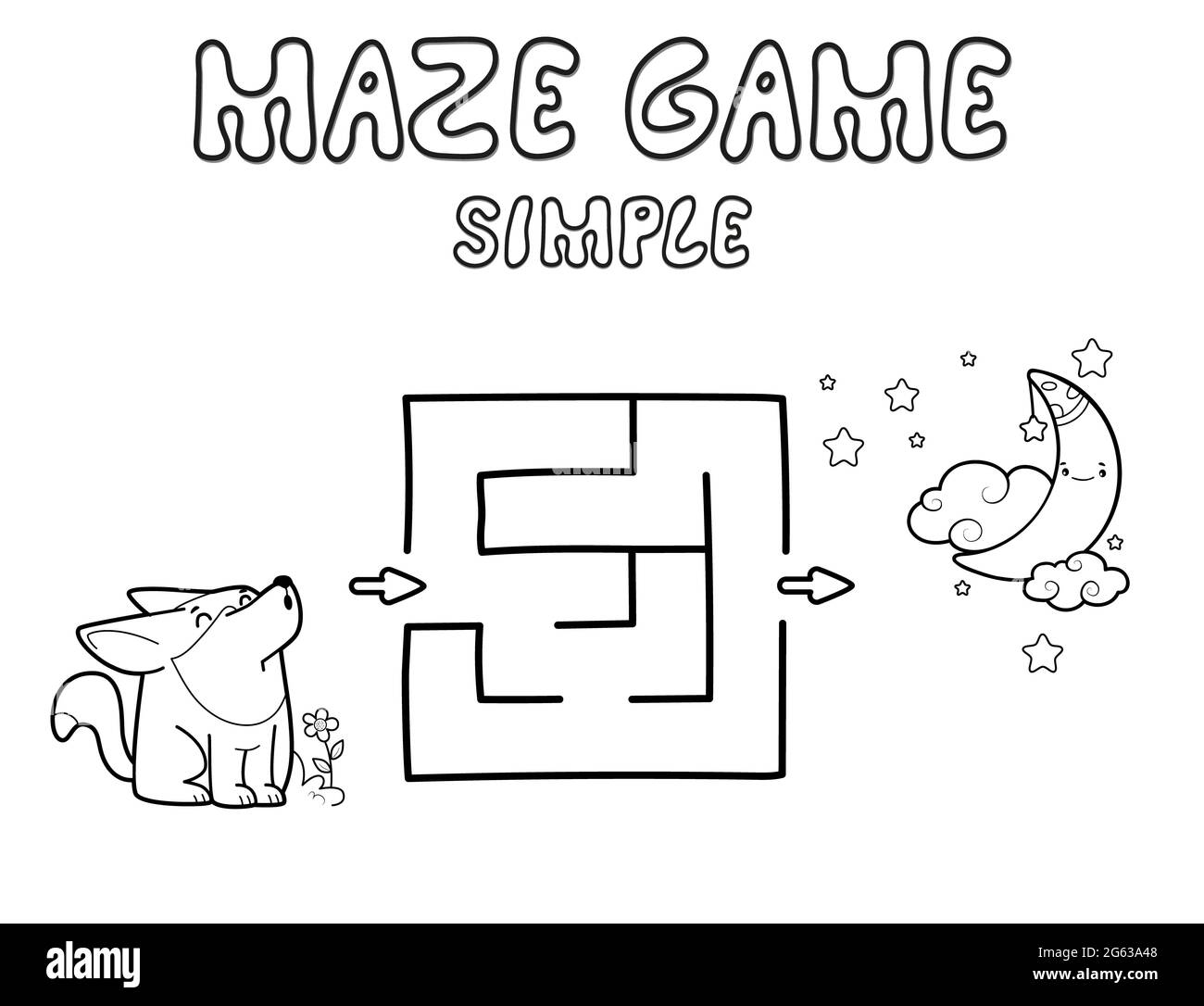 Simple Maze puzzle game for children. Outline simple maze or labyrinth