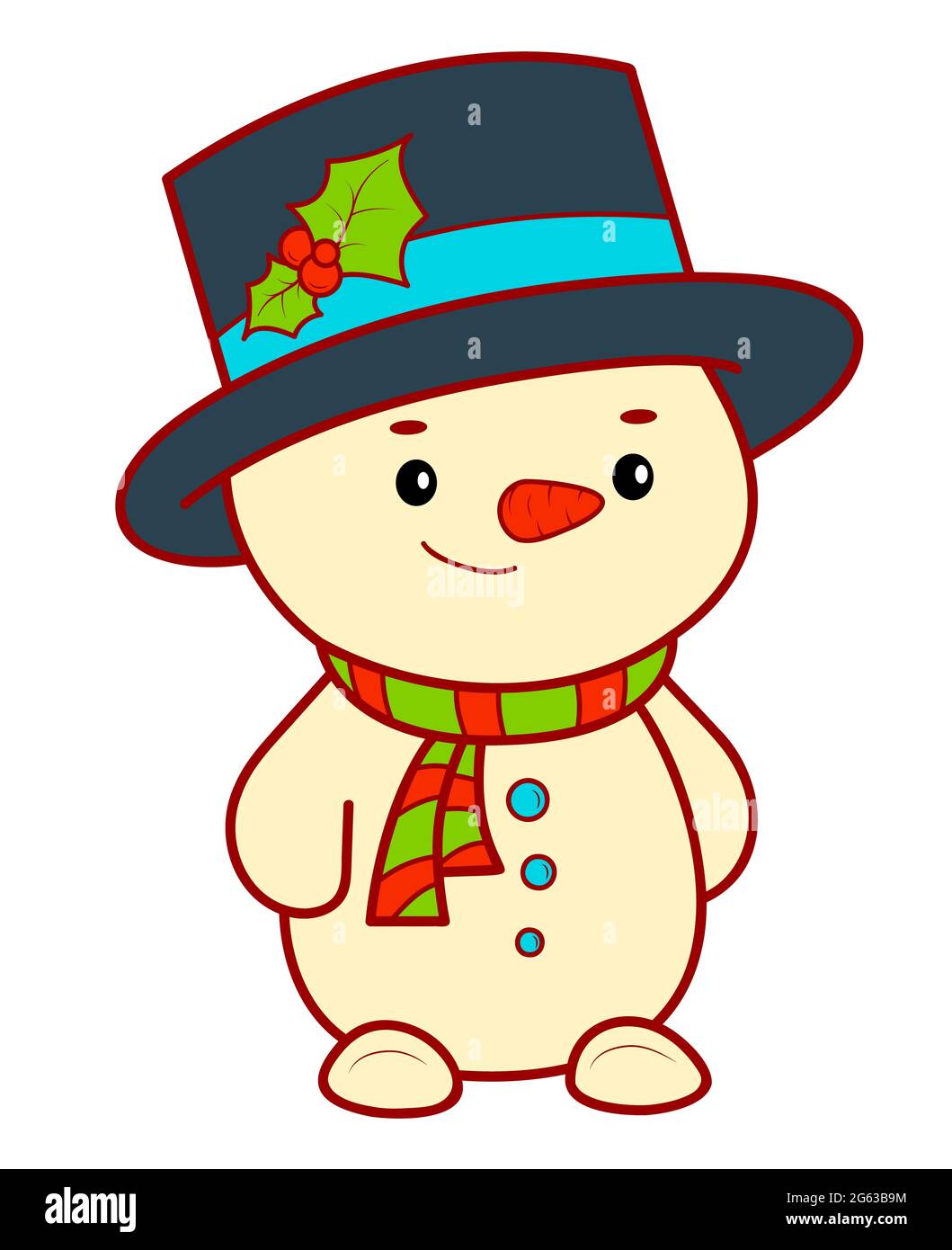 Christmas cartoons clip art . Snowman clipart illustration. Stock Photo