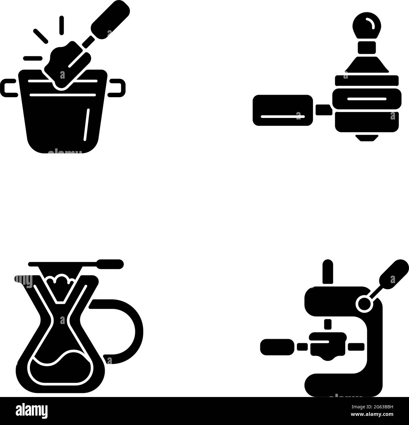 Coffee shop tools black glyph icons set on white space Stock Vector ...